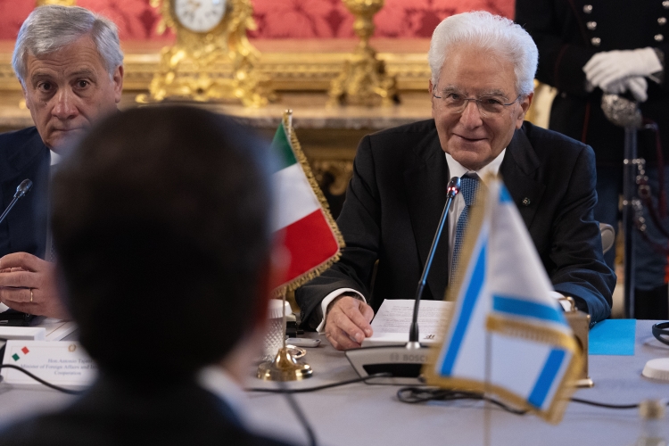 Il Presidente Mattarella in occasione dell'incontro con Isaac Herzog, Presidente dello Stato di Israele