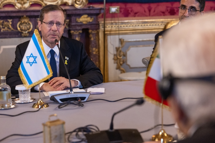 Il Presidente Mattarella in occasione dell'incontro con Isaac Herzog, Presidente dello Stato di Israele