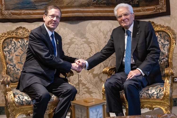 Il Presidente Mattarella in occasione dell'incontro con Isaac Herzog, Presidente dello Stato di Israele