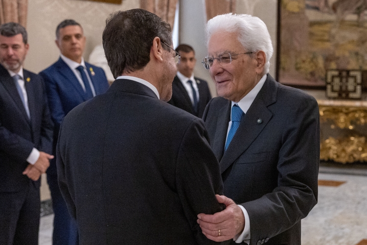 Il Presidente Mattarella in occasione dell'incontro con Isaac Herzog, Presidente dello Stato di Israele