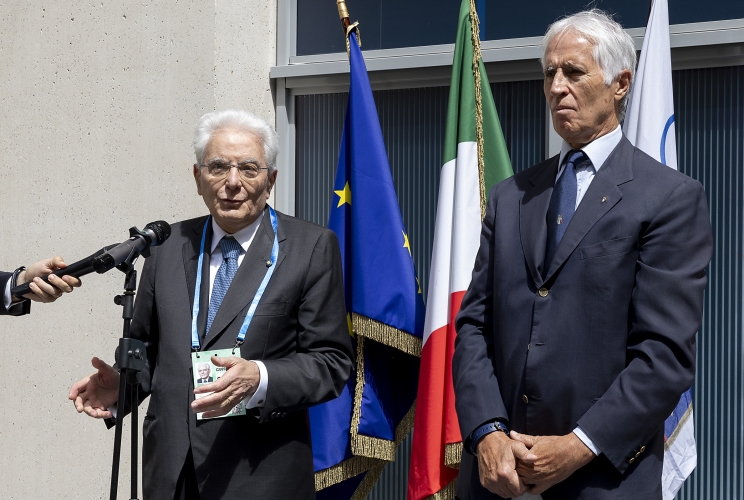 Parigi - Il Presidente della Repubblica Sergio Mattarella in occasione della visita al Villaggio Olimpico e dell'incontro con la delegazione italiana,  oggi 25 luglio 2024.
