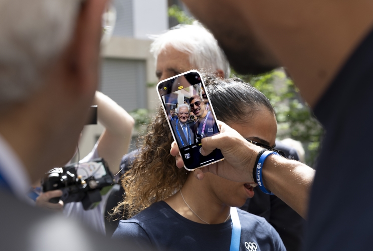 Parigi - Il Presidente della Repubblica Sergio Mattarella in occasione della visita al Villaggio Olimpico e dell'incontro con la delegazione italiana,  oggi 25 luglio 2024.
