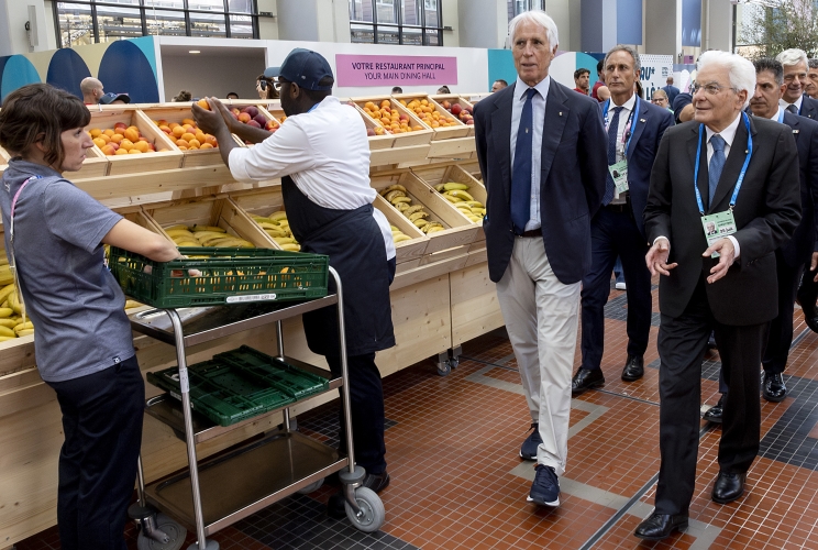 Parigi - Il Presidente della Repubblica Sergio Mattarella in occasione della visita al Villaggio Olimpico e dell'incontro con la delegazione italiana,  oggi 25 luglio 2024.
