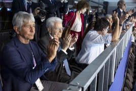 Il Presidente della Repubblica Sergio Mattarella assiste alle gare di nuoto dei Giochi Paralimpici
