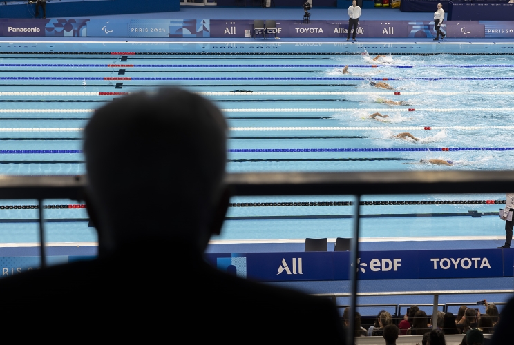 Il Presidente della Repubblica Sergio Mattarella assiste alle gare di nuoto dei Giochi Paralimpici