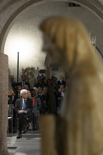 Il Presidente della Repubblica Sergio Mattarella al Museo di Castelvecchio, in occasione della cerimonia di apertura della XXII riunione dei Presidenti delle Camere Basse dei Paesi membri del G7
