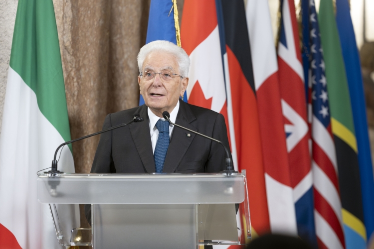 Il Presidente della Repubblica Sergio Mattarella al Museo di Castelvecchio, in occasione della cerimonia di apertura della XXII riunione dei Presidenti delle Camere Basse dei Paesi membri del G7
