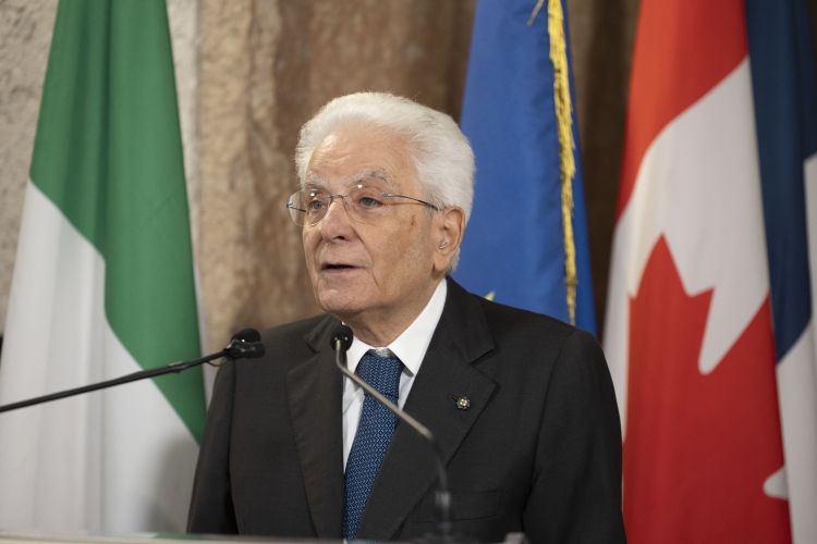 Il Presidente della Repubblica Sergio Mattarella al Museo di Castelvecchio, in occasione della cerimonia di apertura della XXII riunione dei Presidenti delle Camere Basse dei Paesi membri del G7
