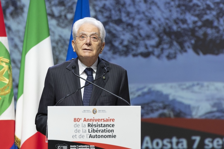 Il Presidente della Repubblica Sergio Mattarella in occasione dell’80° anniversario della resistenza, della liberazione e dell’autonomia della Valle d’Aosta
