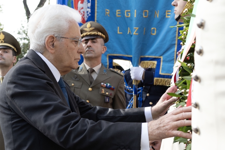Il Presidente della Repubblica Sergio Mattarella al Parco della Resistenza, depone una corona d’alloro,in occasione dell’81° anniversario della Difesa di Roma

