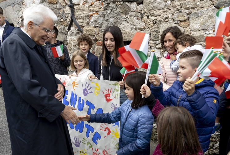 Il Presidente della Repubblica Sergio Mattarella  in occasione dell'intervento a margine della visita alla mostra d'arte "Il Coraggio”