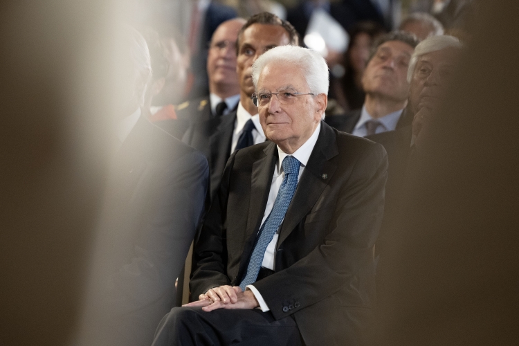 Il Presidente della Repubblica Sergio Mattarella in occasione della cerimonia di restituzione della Bandiera da parte degli atleti italiani di ritorno dai Giochi Olimpici e Paralimpici di Parigi 2024
