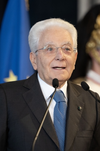 Il Presidente della Repubblica Sergio Mattarella in occasione della cerimonia di restituzione della Bandiera da parte degli atleti italiani di ritorno dai Giochi Olimpici e Paralimpici di Parigi 2024
