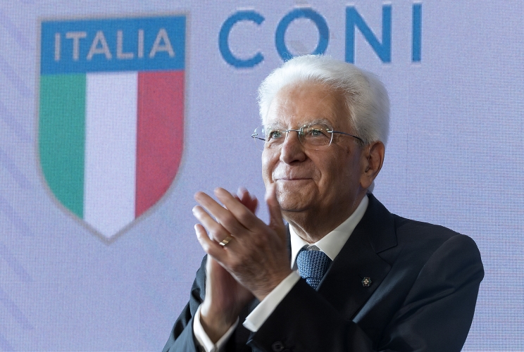 Il Presidente Segio Mattarella in occasione della cerimonia di restituzione della Bandiera da parte degli atleti italiani di ritorno dai Giochi Olimpici e Paralimpici di Parigi 2024