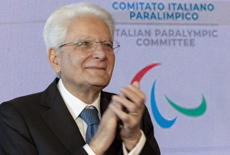 Il Presidente Segio Mattarella in occasione della cerimonia di restituzione della Bandiera da parte degli atleti italiani di ritorno dai Giochi Olimpici e Paralimpici di Parigi 2024