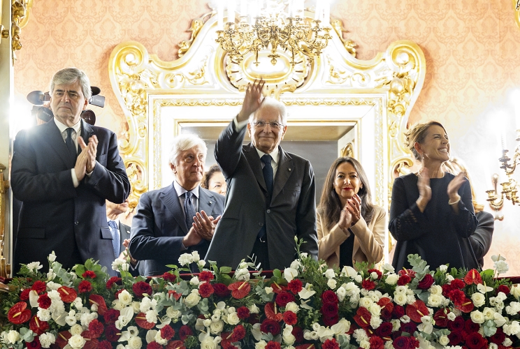 Il Presidente della Repubblica Sergio Mattarella in occasione del concerto per i 220 anni del Teatro Municipale di Piacenza