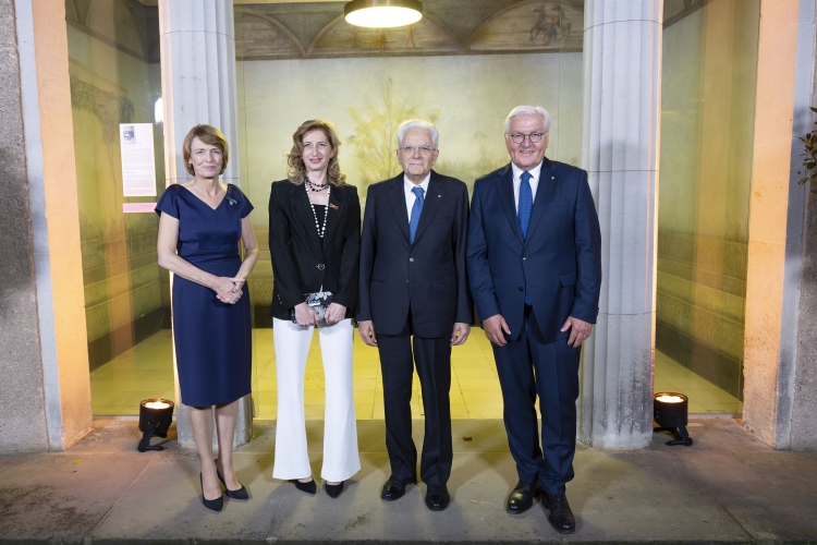 Il Presidente della Repubblica, Sergio Mattarella, e la Sig.ra Laura a Villa Liebermann con Frank-Walter Steinmeier, Presidente della Repubblica Federale di Germania e Consorte, Sig.ra Elke Büdenbender, in occasione della visita di Stato.