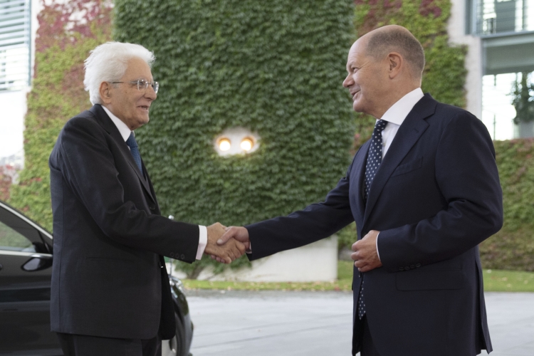 Il Presidente della Repubblica, Sergio Mattarella, con Olaf Scholz, Cancelliere federale, in occasione della visita di Stato nella Repubblica Federale di Germania.