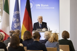 Il Presidente della Repubblica, Sergio Mattarella, al Campus delle Nazioni Unite di Bonn, partecipa al seminario “La cooperazione tra Italia e Germania: un bene prezioso per l'UNFCCC e per la lotta al cambiamento climatico”.