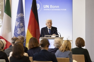 Il Presidente della Repubblica, Sergio Mattarella, al Campus delle Nazioni Unite di Bonn, partecipa al seminario “La cooperazione tra Italia e Germania: un bene prezioso per l'UNFCCC e per la lotta al cambiamento climatico”.
