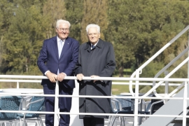 Il Presidente della Repubblica, Sergio Mattarella, con Frank-Walter Steinmeier, Presidente della Repubblica Federale di Germania in battello per Colonia.