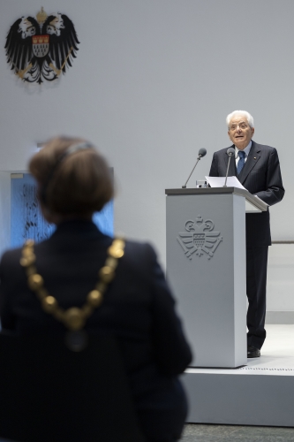 Il Presidente della Repubblica, Sergio Mattarella, al Municipio di Colonia.
