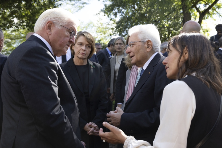 Il Presidente della Repubblica Sergio Mattarella con Frank-Walter Steinmeier, Presidente della Repubblica Federale di Germania, in occasione delle celebrazioni per l’80° anniversario degli eccidi di Monte Sole
