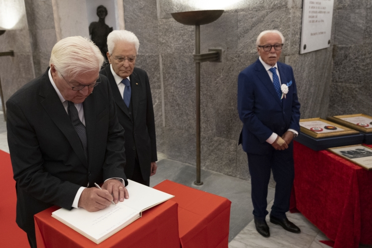 Il Presidente della Repubblica Sergio Mattarella con Frank-Walter Steinmeier, Presidente della Repubblica Federale di Germania, a Marzabotto in occasione delle celebrazioni per l’80° anniversario degli eccidi di Monte Sole