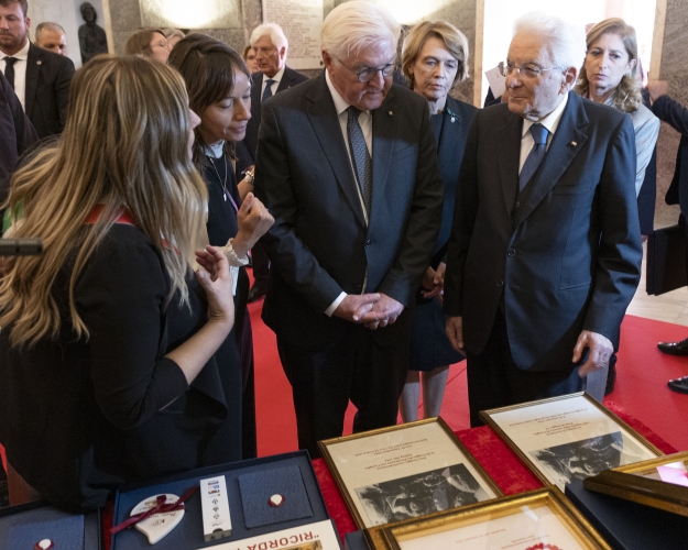 Il Presidente della Repubblica Sergio Mattarella con Frank-Walter Steinmeier, Presidente della Repubblica Federale di Germania, a Marzabotto in occasione delle celebrazioni per l’80° anniversario degli eccidi di Monte Sole