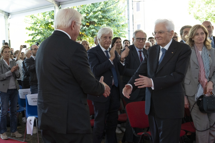 Il Presidente della Repubblica Sergio Mattarella con Frank-Walter Steinmeier, Presidente della Repubblica Federale di Germania, a Marzabotto in occasione delle celebrazioni per l’80° anniversario degli eccidi di Monte Sole