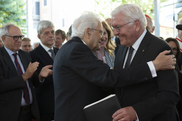 Il Presidente della Repubblica Sergio Mattarella con Frank-Walter Steinmeier, Presidente della Repubblica Federale di Germania, a Marzabotto in occasione delle celebrazioni per l’80° anniversario degli eccidi di Monte Sole