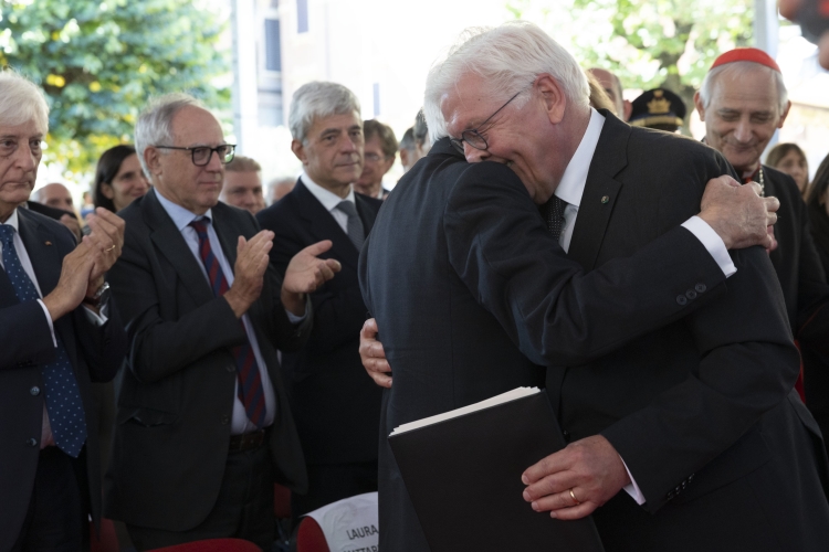 Il Presidente della Repubblica Sergio Mattarella con Frank-Walter Steinmeier, Presidente della Repubblica Federale di Germania, a Marzabotto in occasione delle celebrazioni per l’80° anniversario degli eccidi di Monte Sole