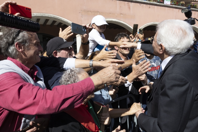 Il Presidente della Repubblica Sergio Mattarella a Marzabotto, in occasione delle celebrazioni per l’80° anniversario degli eccidi di Monte Sole