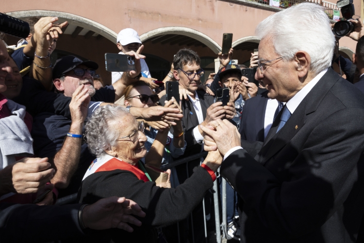 Il Presidente della Repubblica Sergio Mattarella a Marzabotto, in occasione delle celebrazioni per l’80° anniversario degli eccidi di Monte Sole