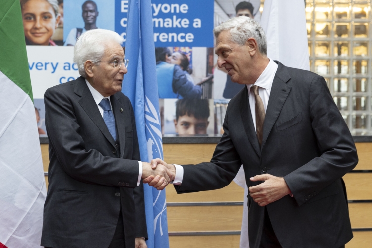 Il Presidente della Repubblica, Sergio Mattarella, con Filippo Grandi, Alto Commissariato delle Nazioni Unite per i Rifugiati (UNHCR).