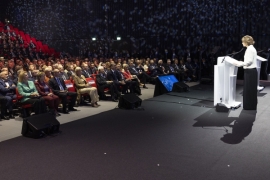 Il Presidente della Repubblica, Sergio Mattarella, all’Auditorium del Science Gateway, per la celebrazione dei 70 anni del CERN.