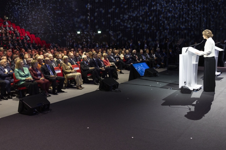 Il Presidente della Repubblica, Sergio Mattarella, all’Auditorium del Science Gateway, per la celebrazione dei 70 anni del CERN.