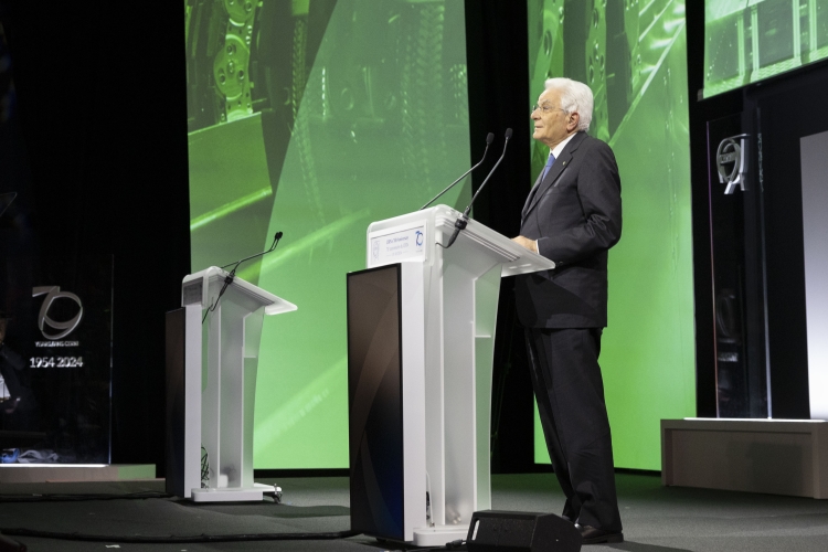 Il Presidente della Repubblica Sergio Mattarella all’Auditorium del Science Gateway, per la celebrazione dei 70 anni del CERN. 
