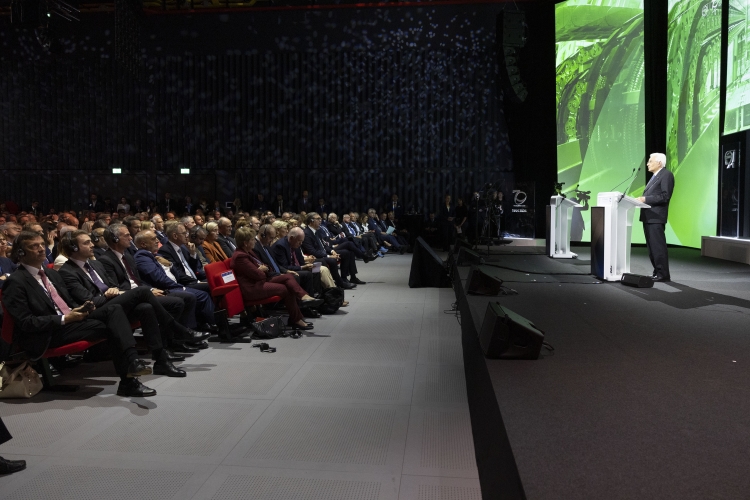 Il Presidente della Repubblica Sergio Mattarella all’Auditorium del Science Gateway, per la celebrazione dei 70 anni del CERN. 
