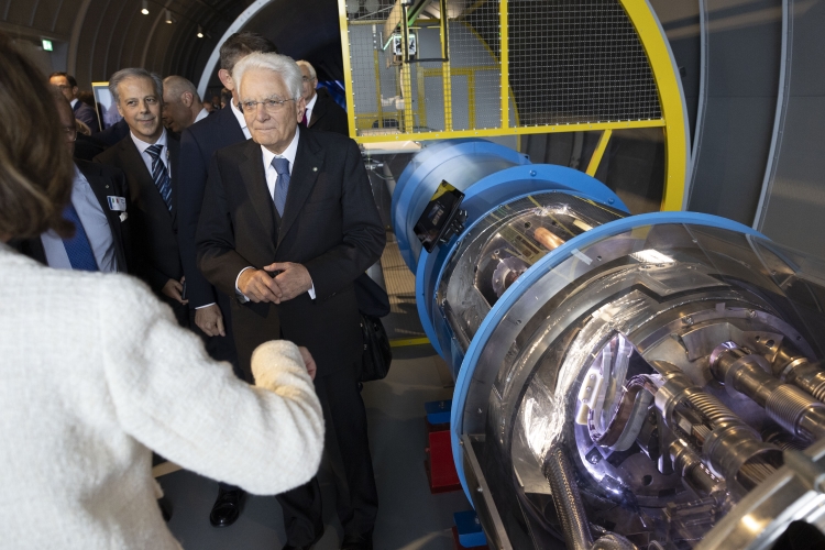 Il Presidente della Repubblica Sergio Mattarella all’Auditorium del Science Gateway, per la celebrazione dei 70 anni del CERN. 
