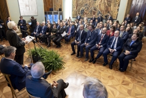 Il Presidente Sergio Mattarella in occasione dell'incontro con una delegazione delle Agenzie di Stampa Europee (European Alliance of New Agencies - EANA) 