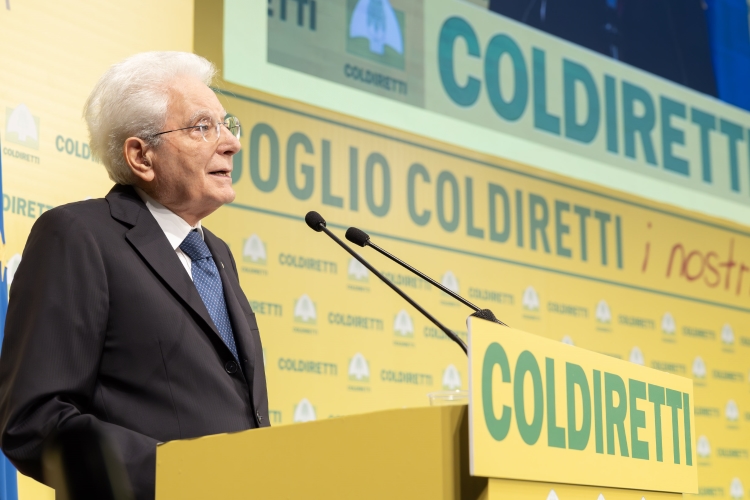 Il Presidente della Repubblica, Sergio Mattarella, in occasione degli 80 anni della Coldiretti.