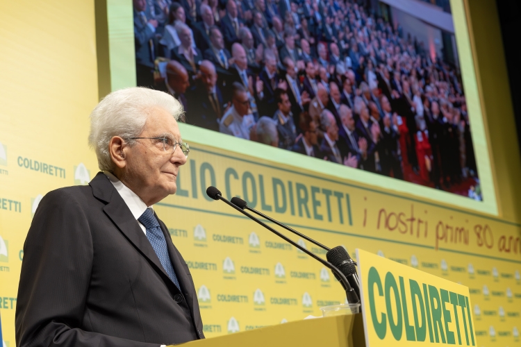 Il Presidente della Repubblica, Sergio Mattarella, in occasione degli 80 anni della Coldiretti.
