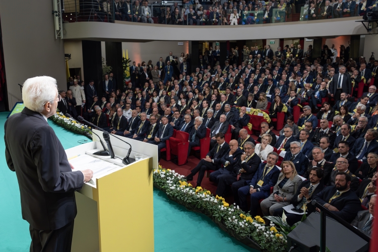 Il Presidente della Repubblica, Sergio Mattarella, in occasione degli 80 anni della Coldiretti.
