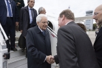 Mattarella arriva all’aeroporto di Cracovia Balice