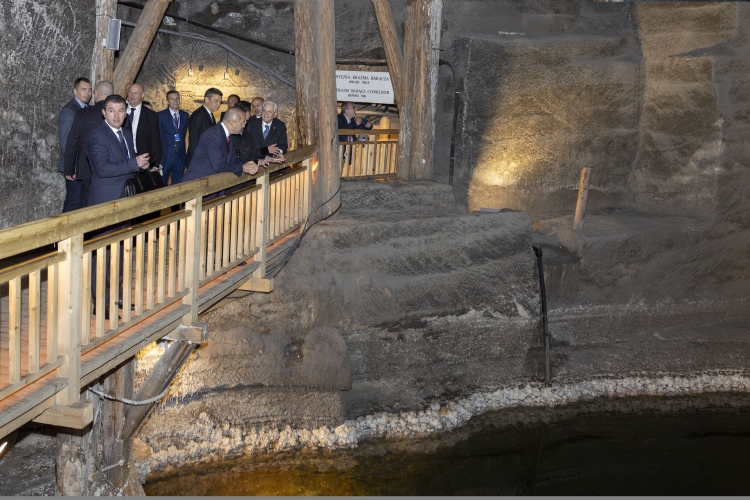 Il Presidente della Repubblica Sergio Mattarella nelle Miniere di sale di Wieliczka
