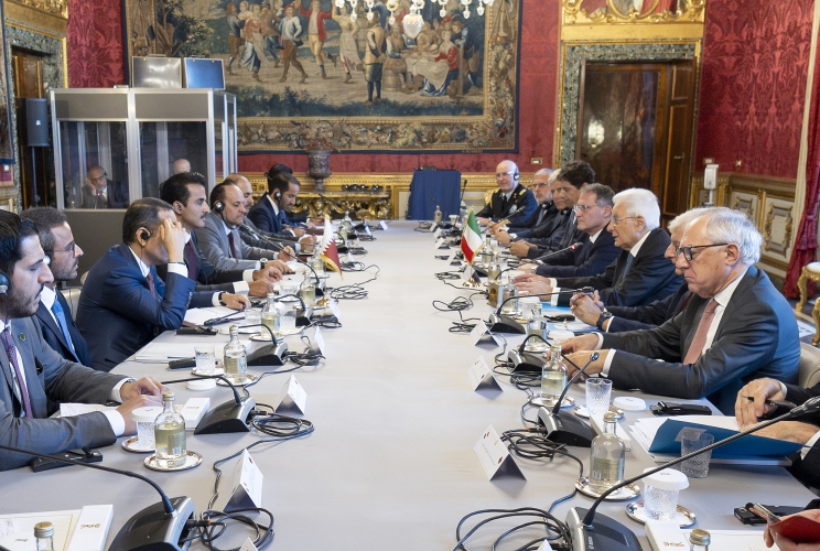 Il Presidente Sergio Mattarella incontra l'Emiro dello Stato del Qatar, lo Sceicco Tamim bin Hamad Al-Thani, in visita di Stato