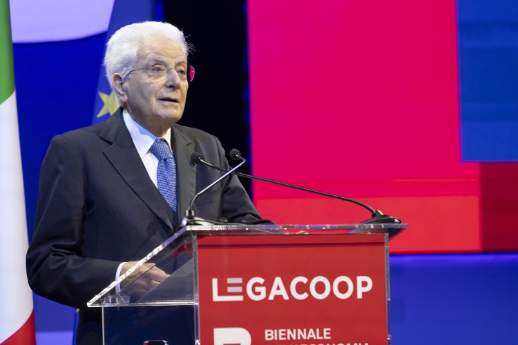 Il Presidente della Repubblica Sergio Mattarella in occasione della cerimonia di inaugurazione della Biennale dell’Economia Cooperativa 
