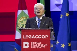 Il Presidente della Repubblica Sergio Mattarella in occasione della cerimonia di inaugurazione della Biennale dell’Economia Cooperativa 
