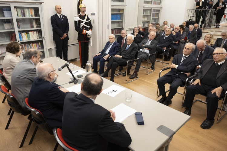 Il Presidente della Repubblica Sergio Mattarella nella sede della Società editrice “Il Mulino”, in occasione del 70° anniversario di Fondazione della Società editrice 
